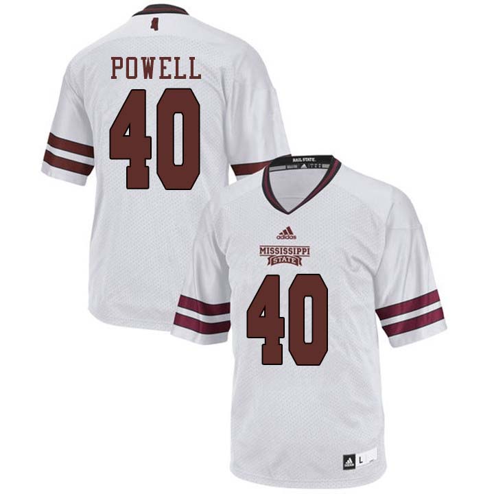 Men #40 Wyatt Powell Mississippi State Bulldogs College Football Jerseys Sale-White